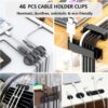 71KKVi55BmL._AC_SL1500_.jpg N NOROCME 192 PCS Cable Management Kit 4 Wire Organizer Sleeve,11 Cable Holder,35Cord Clips 10+2 Roll Cable Organizer Straps and 100 Fastening Cable Ties for Computer TV Under Desk, black,clear