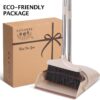 71KdQUgjzL._AC_SL1500_.jpg Broom and Dustpan Set with Long Handle, Light Weight Stainless Steel Poles Stand Upright Dustpans with Broom Combo for Home Kitchen Office Pet Dog Hair, Brown & Beige Color, 1-Pack