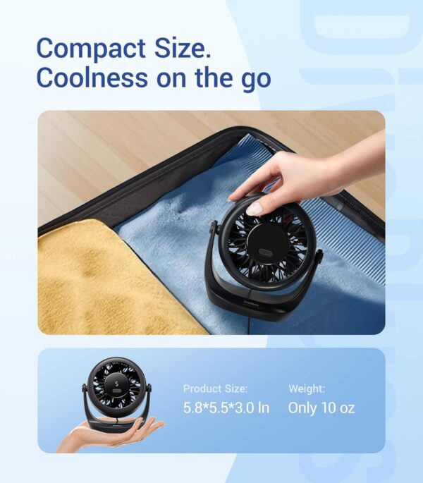 71LDDEoh5L._AC_SL1500_.jpg Diveblues USB Desk Turbo Fan, Ultra-Quiet Mini Desk Fan, Powerful Wind, LED Display, 5 Speed, 360° Rotating Small Portable Fan for Home, Office and Outdoor Cool Tech Gadgets - TurboBreeze