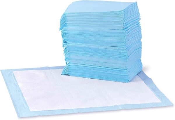 71LHksRF15L._AC_SL1500_.jpg Amazon Basics Leak-Proof Dog and Puppy Potty Training Pee Pads with Quick-Dry 5-Layer Super Absorbent Design, Regular Size 22 x 22 inch, Blue & White, 100 Count