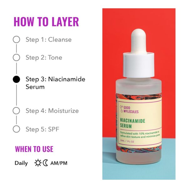 71LJYbKTuML._SL1500_.jpg Good Molecules Niacinamide Serum - 10% Niacinamide to Target Blemishes, Nourishment, and Skin Tone - Ultra Hydrating Serum and Brightening Skin Care for Face