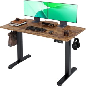 71LMMCG-7hL._AC_SL1500_.jpg Claiks Electric Standing Desk, Adjustable Height Stand up Desk, 24x48 Inches Sit Stand Home Office Desk with Splice Board, Black Frame/Rustic Brown Top