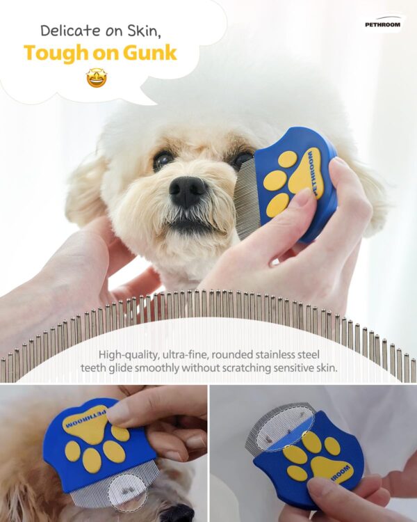 71LsKQfMJ0L._SL1500_.jpg PETHROOM Professional Eye Comb for Pets | Stainless Steel Tear Stain Remover for Cats & Dogs | Gentle Round-Head Grooming Tool | Compact & Portable for Eye Gunk Removal
