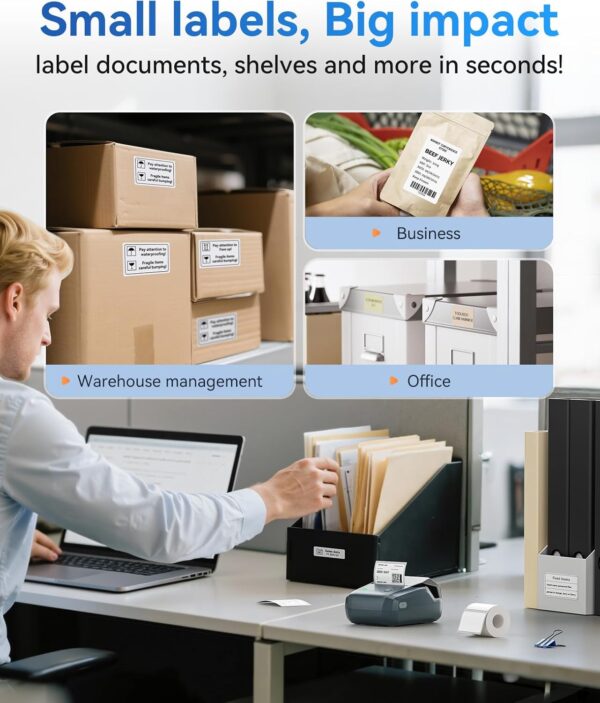 71M18WeDrrL._AC_SL1500_.jpg NIIMBOT B1 Label Maker Machine, Thermal Label Printer Easy to Use for Office, Home, Business, Came with 1 Roll White Label(Blue)