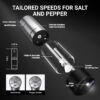 ThermoMaven Electric Salt and Pepper Grinder Set, 110ml Larger Rechargeable Automatic Salt and Pepper Mill Grinder with 6 Adjustable Coarseness, Electric Salt and Pepper Shakers, LED, 2 Packs, Black