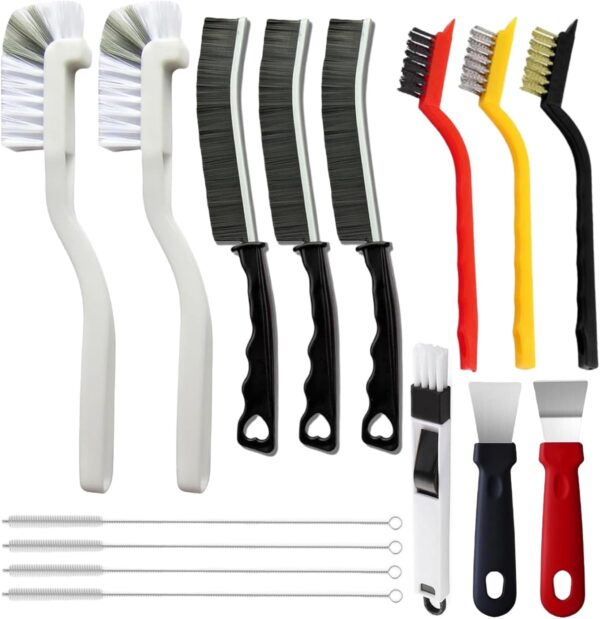 71MYw2-R8AL._AC_SL1500_.jpg 15Pcs Crevice Cleaning Brush Set, Hard Bristle Scrub Brushes Tools for Deep Cleaning Gap,Window Groove Cleaning Brush for Sliding Door Sill Tile Lines Shutter Corner Sink Teapot Bottle (1 Set)