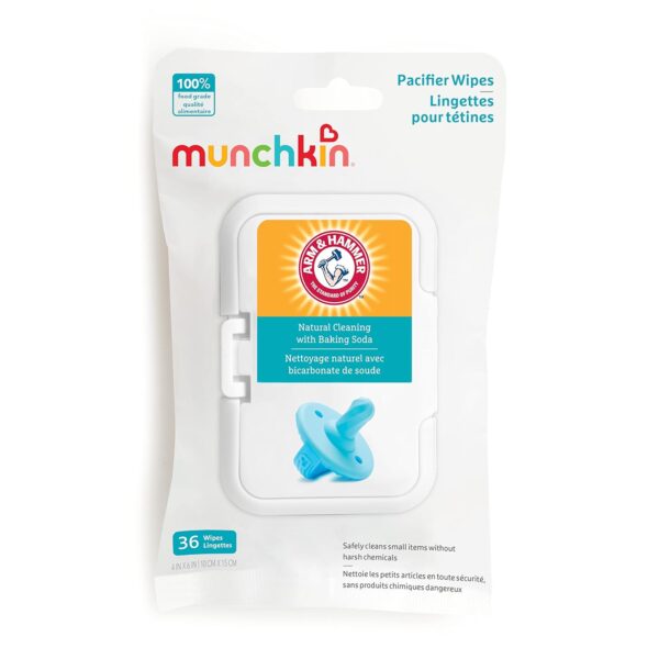 71NMDTidcOL._SL1500_.jpg Munchkin Arm & Hammer Pacifier Wipes - Safely Cleans Breast Pump Parts and Feeding Essentials for Baby and Toddler, 1 Pack, 36 Wipes