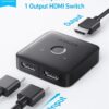 Anker HDMI Switch, 4K@60Hz HDMI Switcher, 2 in 1 Out with Smooth Finish, Supports HDR, 3D, Dolby, Compatible with Laptops, PC, Xbox Series, PS5 / PS4, Projector, and More