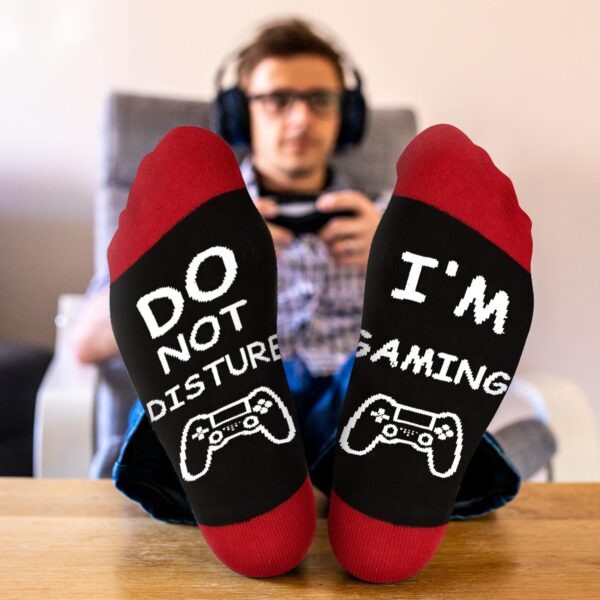 71OF2pymQBL._AC_SL1500_.jpg Birthday Gifts for Men Teen Boys, Valentines Day Gift for Him Boyfriend Husband, Do Not Disturb I'm Gaming Funny Gamer Socks