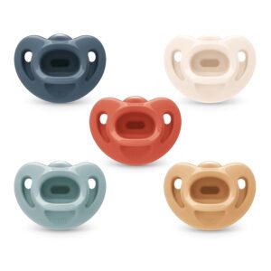 71OOiH6W2-L._SL1500_.jpg NUK Timeless Comfy Pacifier | 100% Silicone, One-Piece Design | BPA-Free, Gentle on Baby’s Skin | 5-Pack, for 0-6M