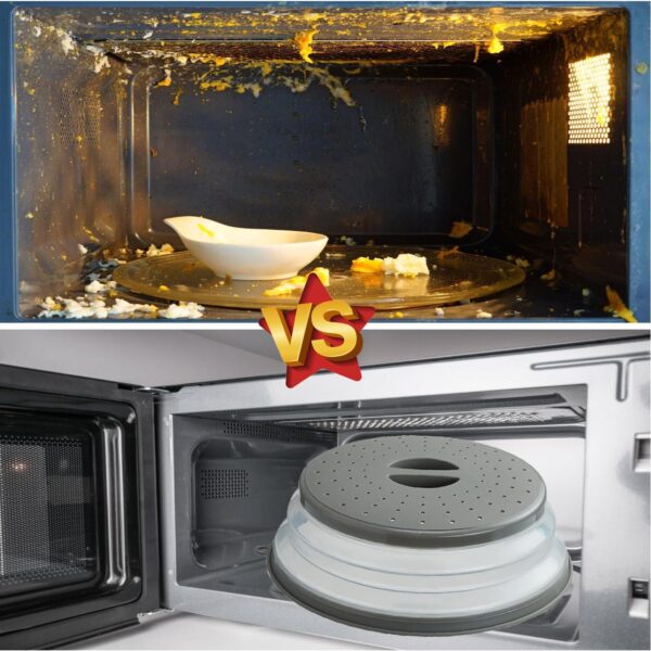 71OV08FyFAL._AC_SL1500_.jpg Microwave Splatter Cover Vented for Food, Splatter Guard & Colander Kitchen Gadget for Fruit Vegetables Microwave Plate Cover with Hook Hole,Dishwasher-Safe,BPA-Free Silicone & Plastic (1 Pack)