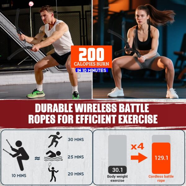 Weighted Ropeless Battle Ropes, Heavy Duty Portable Cordless Battle Ropes for Home Gym with Poster, Workout Exercise Rope for Strength Building, HIIT and Low-Impact Aerobic Training for Men & Women