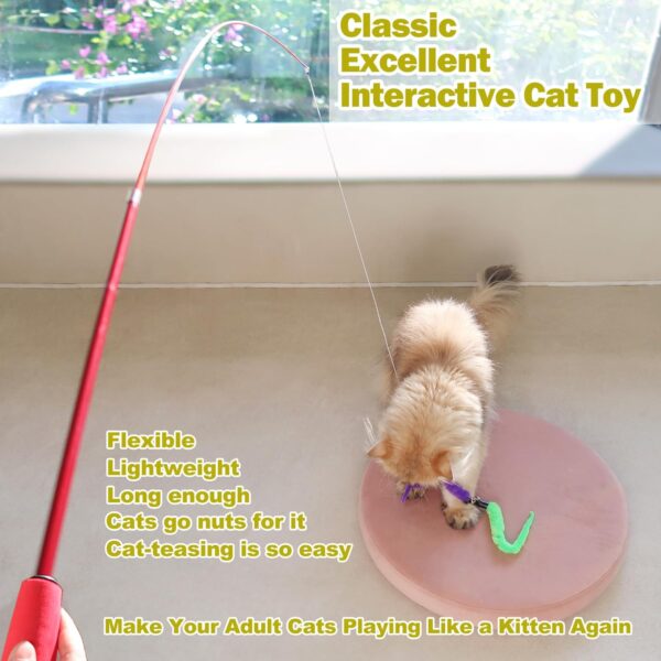 71OvBGUUvlL._AC_SL1500_.jpg MeoHui Cat Toys for Indoor Cats, Interactive Cat Toy 2PCS Retractable Wand Toy and 9PCS Cat Feather Toys Refills, Funny Kitten Toys Cat Fishing Pole Toy for Bored Indoor Cats Chase and Exercise