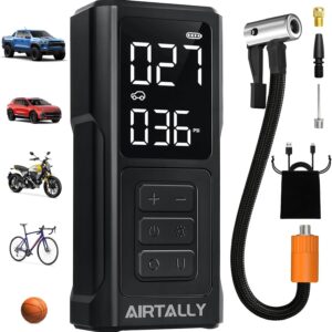 71P4nsiL7bL._AC_SL1500_.jpg Tire Inflator Portable Air Compressor - 5200mAh 150PSI Quickly Inflate Portable Air Pump for Car Tires/Bike/Basketball with LED Large Dual Screen, Pressure Gauge & Auto Shut-Off