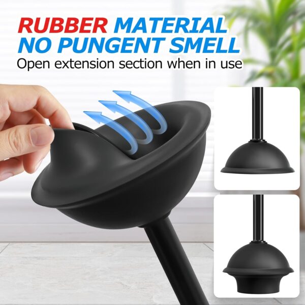 FORASTO 2 in 1 Toilet Plunger and Brush Set，Extended Handle Plunger，Toilet Bowl Brush Plunger Set, Bathroom Cleaning Tools ，Toilet Brush Plunger Combo，Cleaning Brush，Bathroom Cleaning Supplies