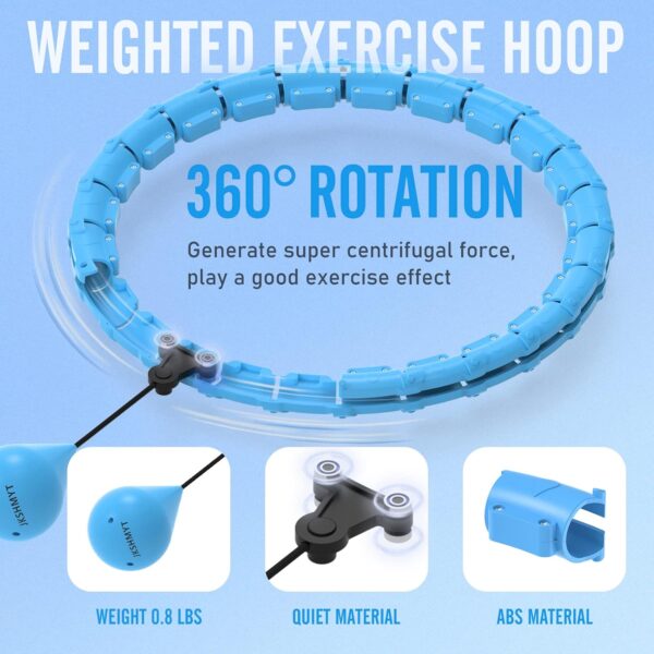 JKSHMYT Weighted Hula Circle Hoops for Adults Weight Loss, Infinity Fitness Hoop Plus Size 47 Inch, 24 Detachable Links, Exercise Hoop Suitable for Women and Beginners