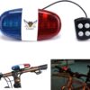 Oumers Bicycle Police Sound & Light, Bike LED Horn Siren, 6 LED Lights, 4 Sounds, Waterproof Accessories