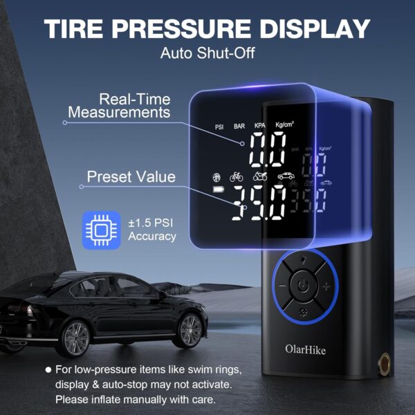 OlarHike Tire Inflator Portable Air Compressor, Smart Dual Hose System, Auto Air Pump for Car Tires, Bike,Bicycle, Motorcycles,Electric Pump with LED Light & Digital Pressure Gauge