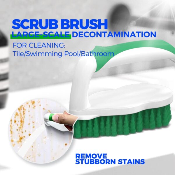 Holikme 7 Pack Deep Cleaning Brush Set, Scrub Pads with Scraper Tip for Pool Walls, Bathroom, Grout, Floor, Bike, Tub, Shower, Kitchen Surface (Green)
