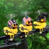 wonuu Rubber Duck Bike Bell, Squeeze Ducks with Helmet for Cycling Car Dashboard Decorations Motorcycle Bicycle Accessories