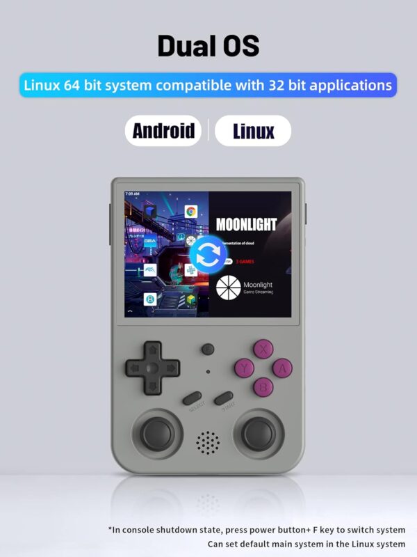RG353V Retro Handheld Game with Dual OS Android 11 and Linux,RG353V with 64G TF Card Pre-Installed 4452 Games Supports 5G WiFi 4.2 Bluetooth Online Fighting,Streaming and HDMI (RG353V-GRAY-NEW)