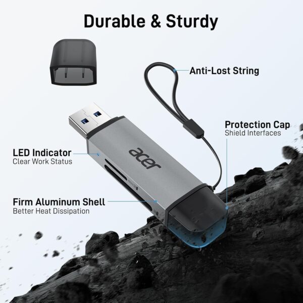 71RMRAxIhAL._AC_SL1500_.jpg acer SD Card Reader USB C, Dual Slots USB 3.0 Type C to Micro SD Card Adapter, Memory Card Reader for MicroSD, SDHC, SDXC, Compatible with Laptop, PC, iPhone16/15, MacBook Pro/Air, iPad Pro, Android