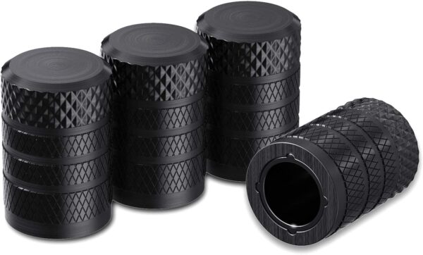 71RRj6kPMbL._AC_SL1500_.jpg CKAuto Tire Valve Stem Caps, Black, 4 pcs/Pack, Anodized Aluminum Tire Valve Cap Set, Corrosion Resistant, Universal Stem Covers for Cars Trucks Motorcycles SUVs and Bikes
