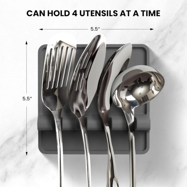 Zulay Kitchen Spoon Rest for Multiple Utensils High Heat-Resistant Silicone Drip Pad, BPA-Free Spoon Holder for Stove Top, Kitchen Gadget Holder for Ladles, Tongs, Cooking Spatula - Makes Great Gift