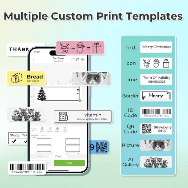 Nelko Label Maker Machine with Tape, P21 Bluetooth Label Printer, Wireless Mini Label Makers with Multiple Templates for School Office Home, White