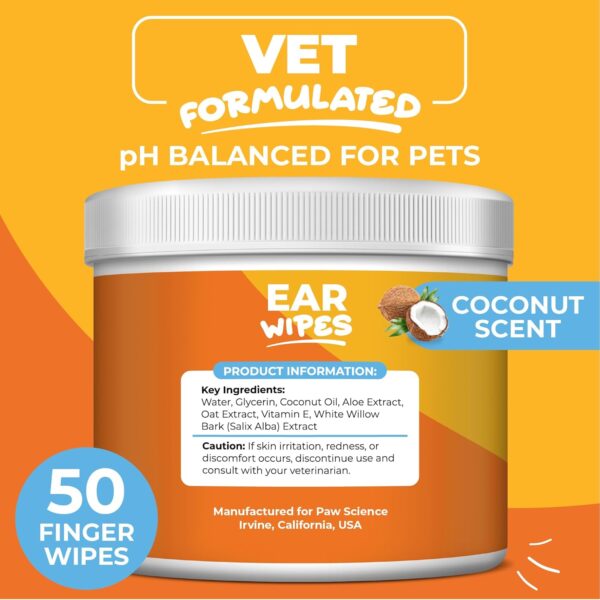 71SYAMv1g1L._AC_SL1500_.jpg Paw Science Dog Ear Cleaner Wipes – Finger Wipes for Dogs & Cats – Cleaning, Soothing, & Deodorizing Itchy Ears – Pet Ear Relief Solution (Coconut)