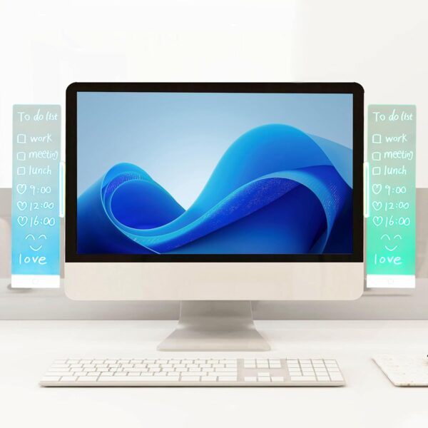 71SitofxoCL._AC_SL1500_.jpg LED Memo Board with Sticky Note Holder, Clear Acrylic Computer Monitor Organizer, Office Supplies, Work from Home Essentials, Multifunction Workspace Accessories