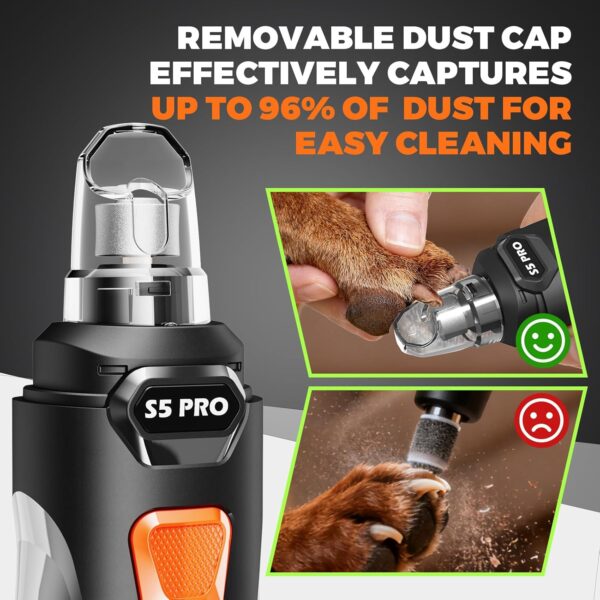 71T5AWkctnL._AC_SL1500_.jpg Whisper Quiet Dog Nail Grinder with 4 LED Lights, Safe & Stress-Free for Sensitive Dogs Cats of All Breeds & Sizes, 3 Grinding Bits, 3-Speed, Pet Nail Trimmers, Rechargeable Painless Grooming Kit