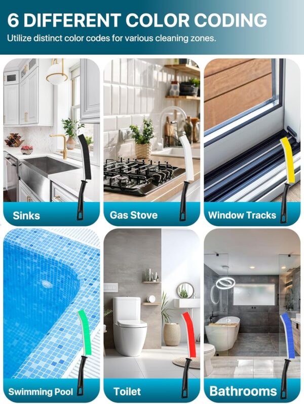 71T5jUfKaXL._AC_SL1500_.jpg 6Pcs Hard Bristle Crevice Cleaning Brush, Multifunctional Premium Crevice Cleaning Tool, Designed for Cleaning Narrow Spaces, Suitable for Toilet, Faucets,Kitchen,Grout, KOSPRIE