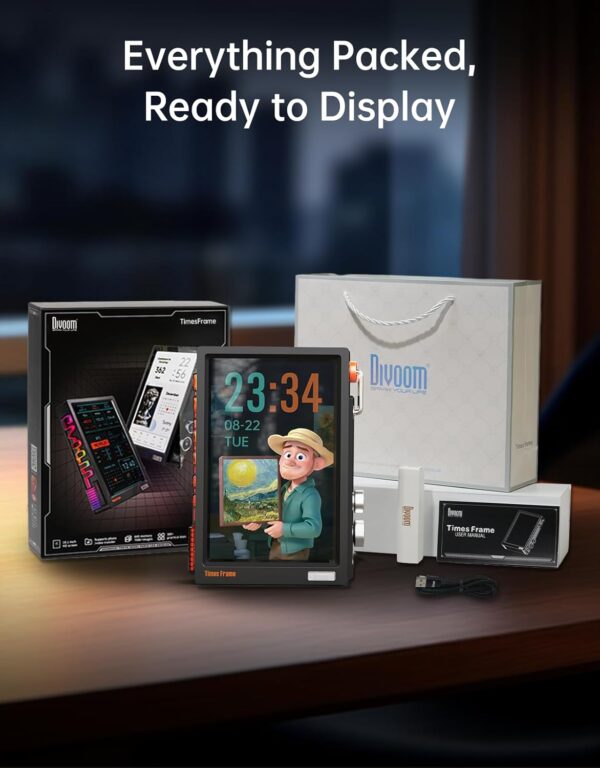 71TV3WoR3VL._AC_SL1500_.jpg Divoom TimesFrame – 10.1" WiFi 6 Digital Picture Frame & Smart Desk Display, No Subscription | 64GB | Send Photos, Videos & AI Styles + Live Widgets (Weather, Calendar, etc)–Perfect Personalized Gift