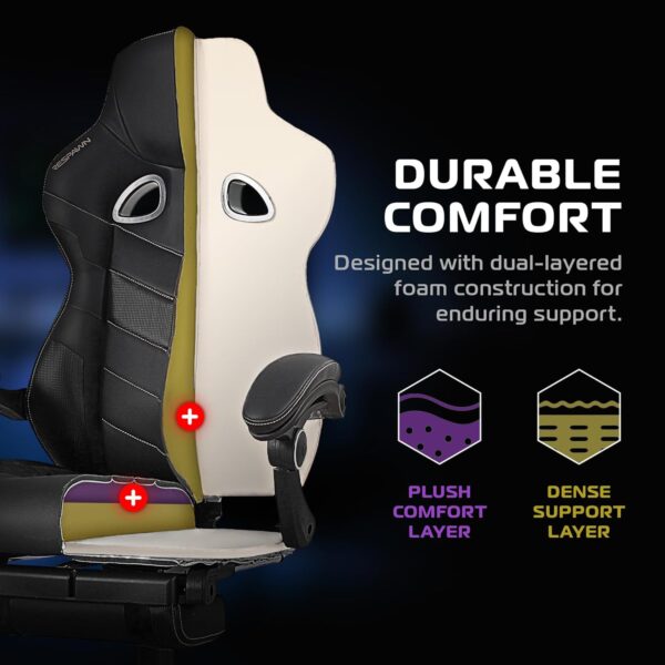Respawn 110 Pro Ergonomic Gaming Chair with Footrest for Adults - Comfortable Office Gaming Recliner with Lumbar Support and Headrest, Racing Style Video Game Chairs for Computer Gamer - Gray