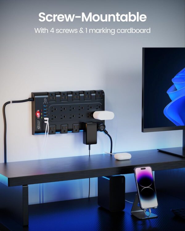 71Tixx5k2hL._AC_SL1500_.jpg Power Strip, SUPERDANNY Surge Protector with 22 AC Outlets and 6 USB Charging Ports, 1875W/15A, 2100 Joules, 6.5Ft Flat Plug Heavy Duty Extension Cord for Home, Office, Dorm, Gaming Room, Black