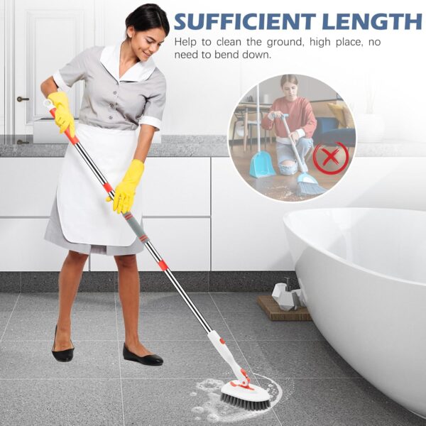 71ToDooF-aL._AC_SL1500_.jpg SetSail Tile Tub Scrubber Brush 3-in-1 Shower Scrubber with 52-inch Adjustable Long Handle Shower Cleaner Brush and 3 Detachable Replacement Brush Heads for Cleaning Bathroom Kitchen Walls Tub Tile