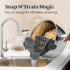 71Udhn2vxEL._AC_SL1500_.jpg Kitchen Gizmo Snap N' Strain - Silicone Pasta Strainer Clip-On for Pots and Pans - Heat Resistant Colander for Vegetables and Noodles - Kitchen Gadgets for Cooking - Space-Saving Design - Gray