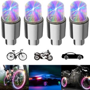 71VC5uS659L._AC_SL1500_.jpg 4 Pack LED Bike Wheel Lights Car Tire Valve Stems Caps Bicycle Motorcycle Waterproof Tyre Spoke Flash Light Cool Reflector Accessories for Men Women Kids (Colorful)