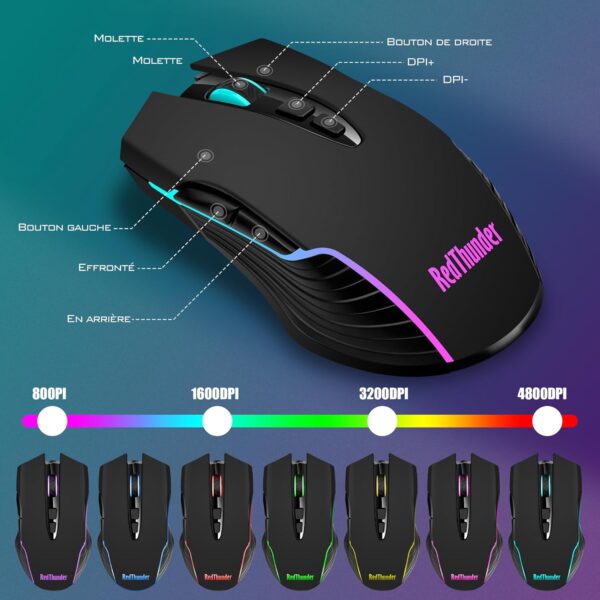 71VMAs7sk1L._AC_SL1500_.jpg RedThunder K10 Wireless Gaming Keyboard and Mouse Combo, RGB Backlight Rechargeable 3800mAh Battery, 26-Key Anti-ghosting Keyboard + 7D 3200DPI Mice for PC Gamer