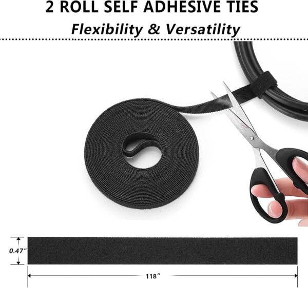 71VYmP1bS2L._AC_SL1500_.jpg N NOROCME 192 PCS Cable Management Kit 4 Wire Organizer Sleeve,11 Cable Holder,35Cord Clips 10+2 Roll Cable Organizer Straps and 100 Fastening Cable Ties for Computer TV Under Desk, black,clear