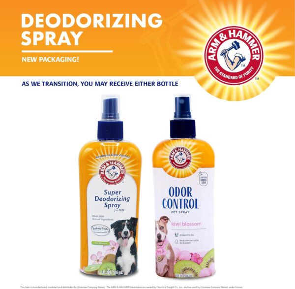 71WIHGyFS5L._AC_SL1500_.jpg Arm & Hammer for Pets Super Deodorizing Dog Spray with Baking Soda for Odor Control, Freshens Coat Between Baths, pH Balanced Formula for Dogs, 8 Fl Oz
