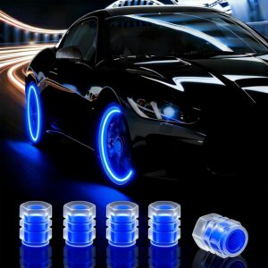 71WOyr6BPTL._AC_SL1500_.jpg 20 Pcs Glow in The Dark Tire Valve Caps Fluorescent Tire Valve Stem Caps, Cool Car Present for Universal Decoration Accessories for Car SUV Bicycle Motorcycles Trucks (Blue)