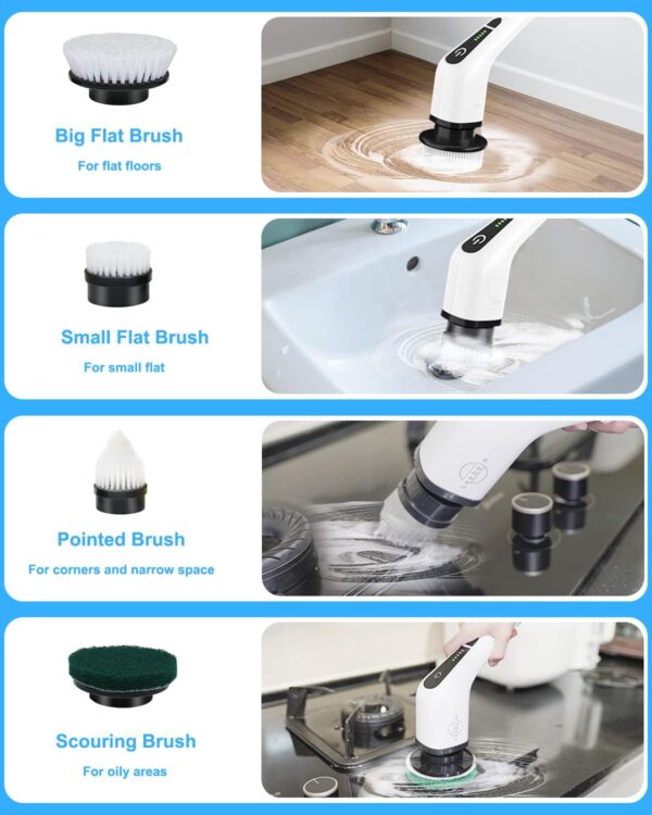 71XC2HHR7nL._AC_SL1500_.jpg Leebein Electric Spin Scrubber, Cordless Cleaning Brush with 8 Replaceable Brush Heads, Tub and Floor Tile 360 Power Scrubber Dual Speed with Adjustable & Detachable Handle for Bathroom Kitchen Car