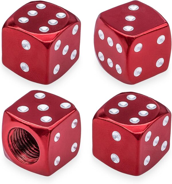 71XNKbQsSjL._AC_SL1500_.jpg 4PCS Dice Style Tire Valve Stem Caps, with O Rubber Ring, Universal Aluminium Alloy Dustproof Tire Valve Stem Covers for Cars, SUV, Trucks, Bikes, Motorcycles, Bicycles(Red)