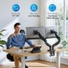 HUANUO FlowLift™ Dual Monitor Stand, Fully Adjustable Gaming Monitor Desk Mount for 13–32″ Computer Screens, Full Motion VESA 75x75/100x100 with C-Clamp & Grommet Base, Each Arm Holds 4.4 to 19.8 lbs