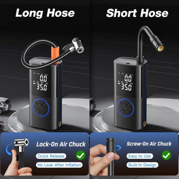 OlarHike Tire Inflator Portable Air Compressor, Smart Dual Hose System, Auto Air Pump for Car Tires, Bike,Bicycle, Motorcycles,Electric Pump with LED Light & Digital Pressure Gauge