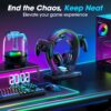 KDD RGB Headphone & Controller Stand with 9 Light Modes - Foldable Controller Hanger for Desk - Earphone Stand with Cable Organizer - for Gamers Desktop Accessories