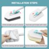 nacena Shower Scrubber with Long Handle, 3 in 1 Tile Tub Scrubber Brush with 3 Detachable Cleaning Heads Adjustable Handle Shower Cleaner Brush for Bathroom, Kitchen, Toilet, Wall, Sink, Blue White