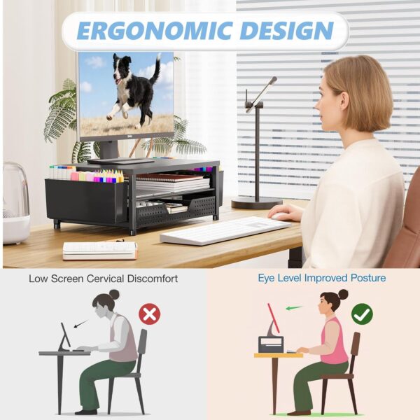 71ZeckofYCL._AC_SL1500_.jpg OPNICE Desk Organizers and Accessories, Computer Monitor Stand Riser with Drawer and 2 Pen Holders, Printer & Laptop Stand, Office Desk Accessories & Workspace Organizers for Home Office Supplies, Black